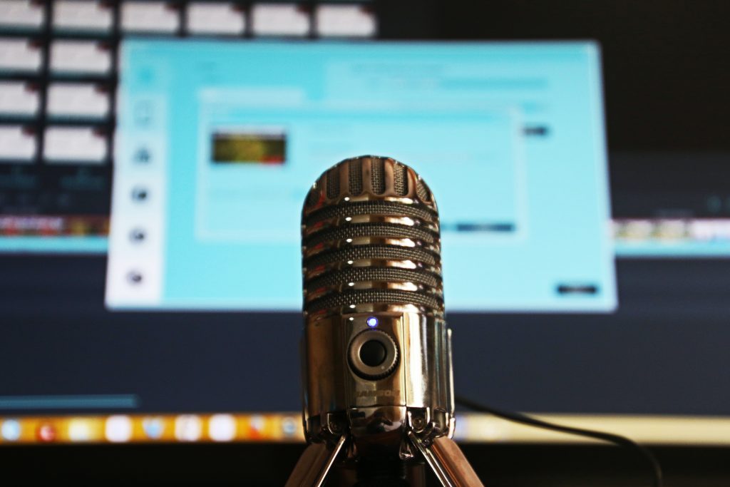 talking about starting your own podcast - an image of a recording mic close up